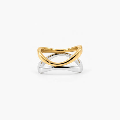 Mixed Harmony Ring – 18k Gold & Silver Interlocking Band