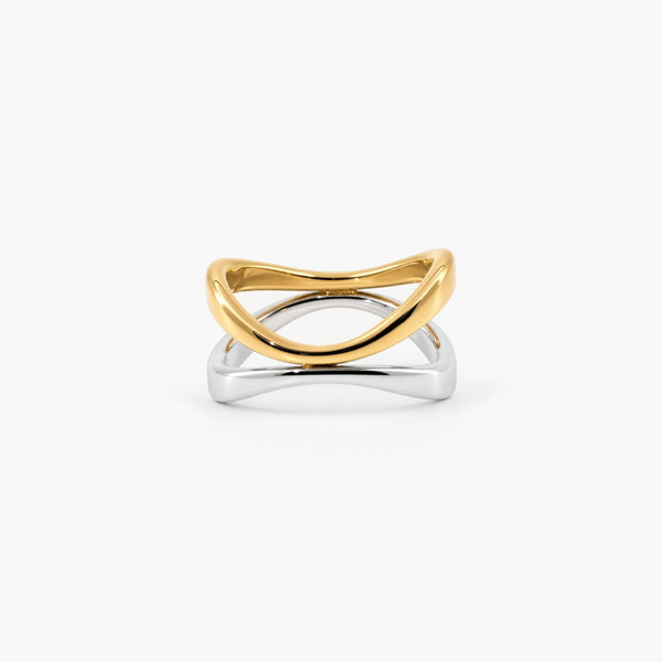 Mixed Harmony Ring – 18k Gold & Silver Interlocking Band