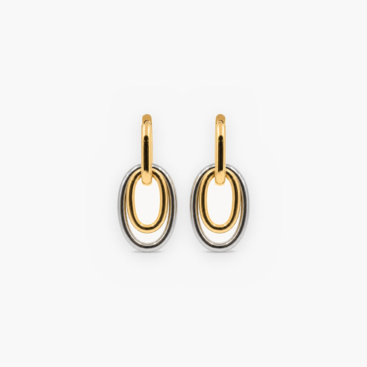 Mixed Metal Double Hoop Earrings