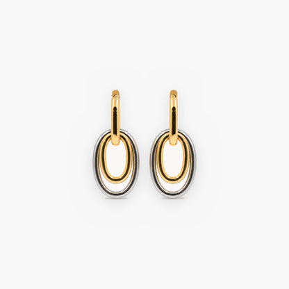 Mixed Metal Double Hoop Earrings - Gold & Silver