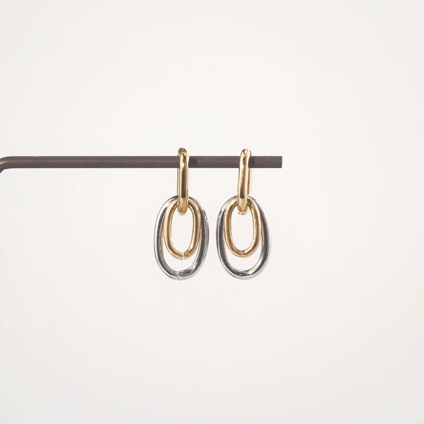 Mixed Metal Double Hoop Earrings
