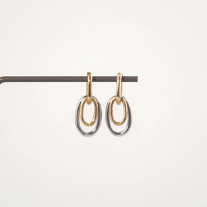 Mixed Metal Double Hoop Earrings
