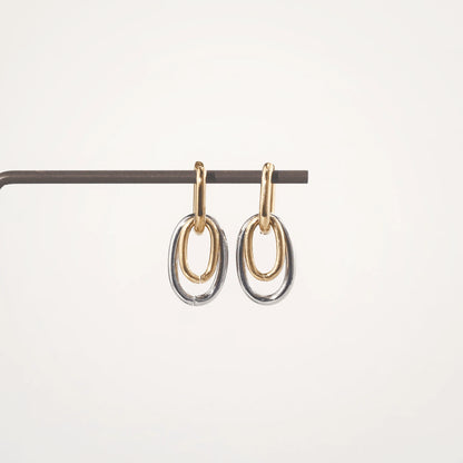 Mixed Metal Double Hoop Earrings