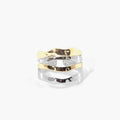Mixed Multi Row Hammered Ring - Gold & Silver Stack