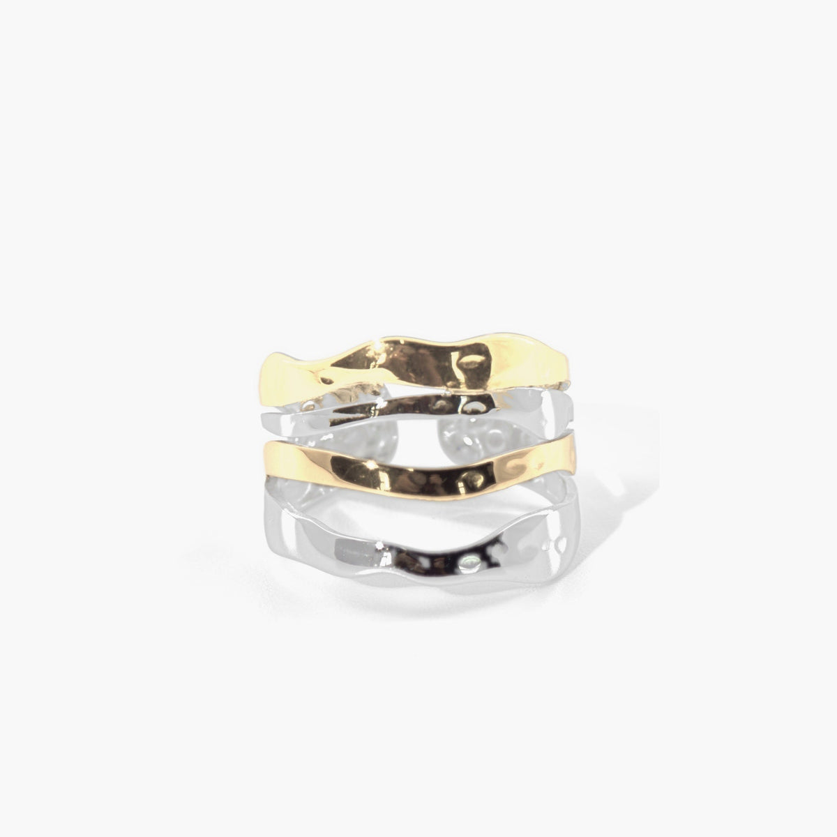Mixed Multi Row Hammered Ring