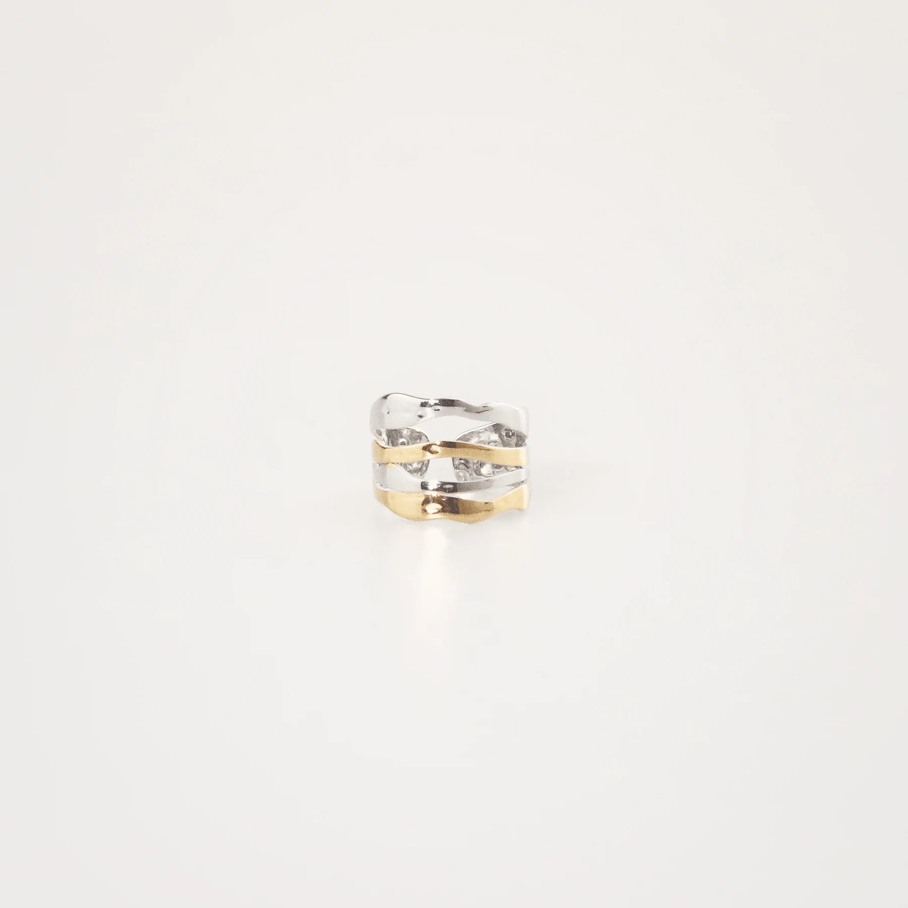 Mixed Multi Row Hammered Ring