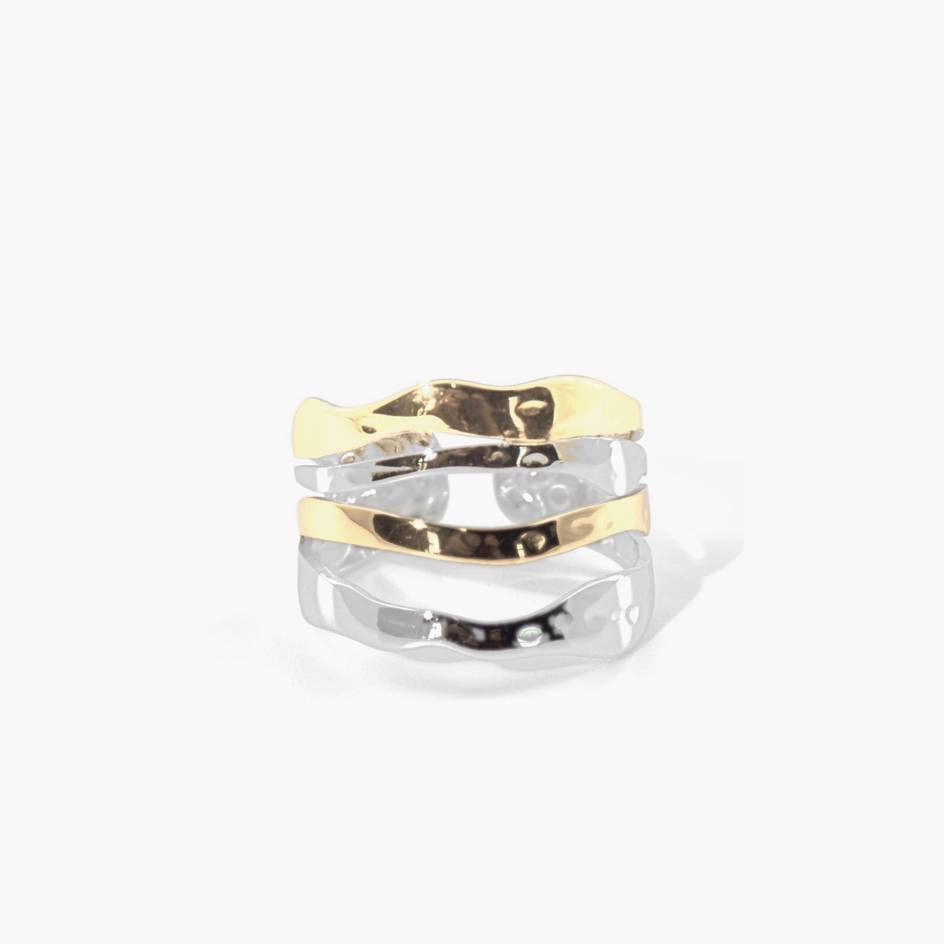Mixed Multi Row Hammered Ring