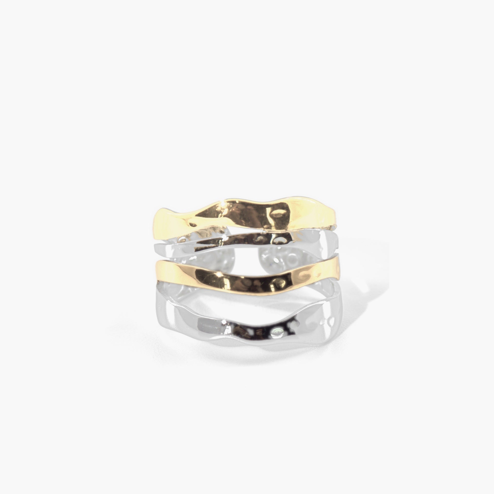 Mixed Multi Row Hammered Ring