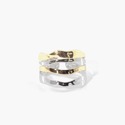 Mixed Multi Row Hammered Ring