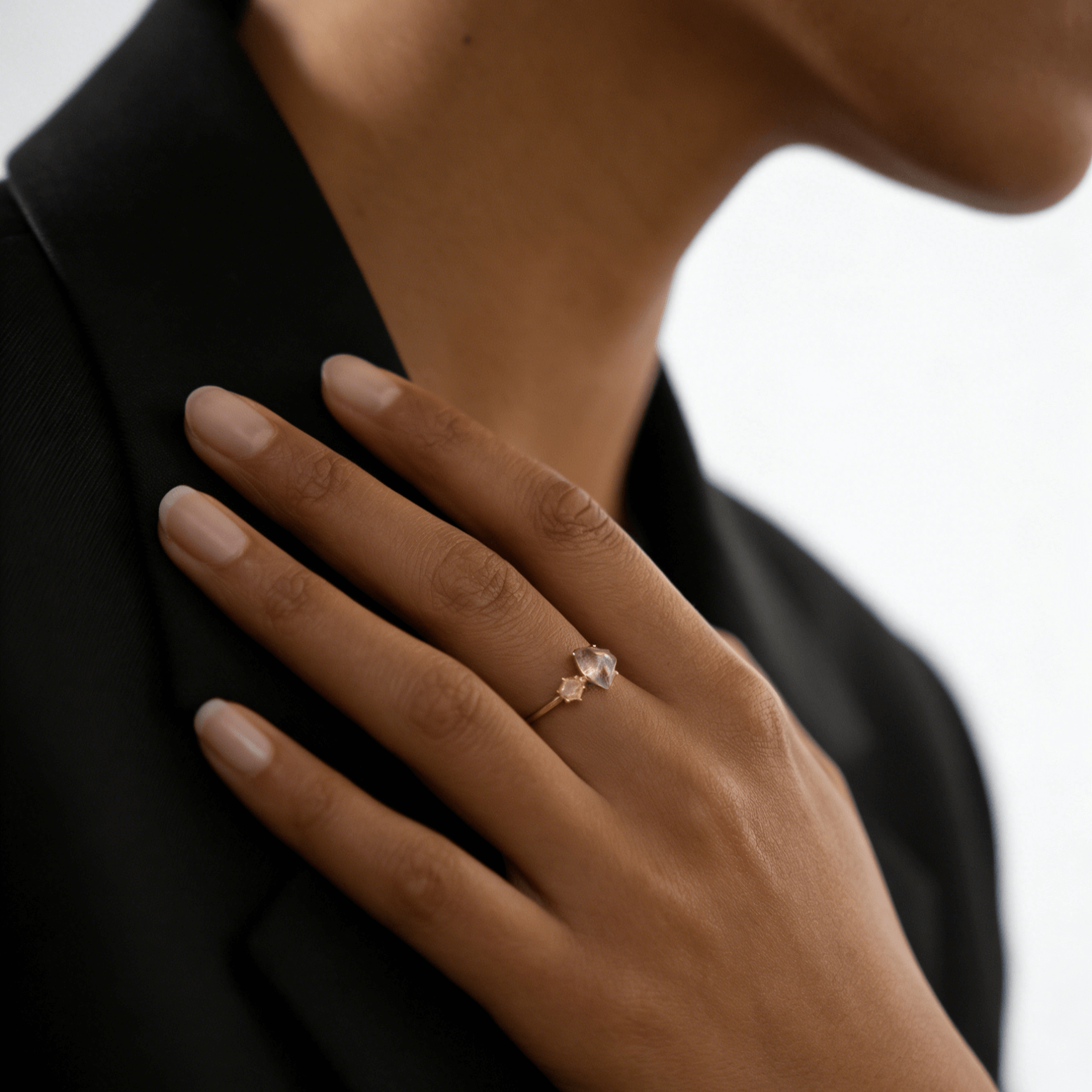 Adjustable Moon and Rose Ring