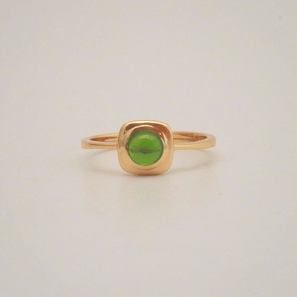 Natural Green Diopside Ring - Gold Plated Sterling Silver
