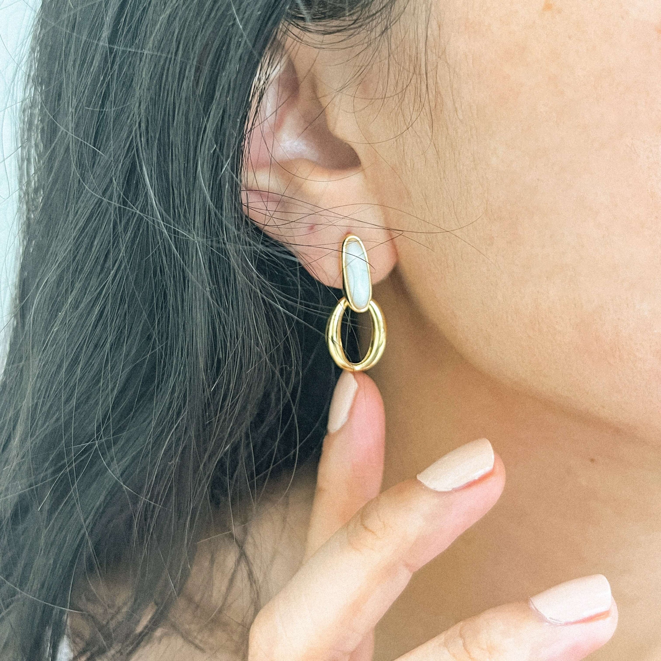 Nerida Mother of Pearl Hoop-Earrings