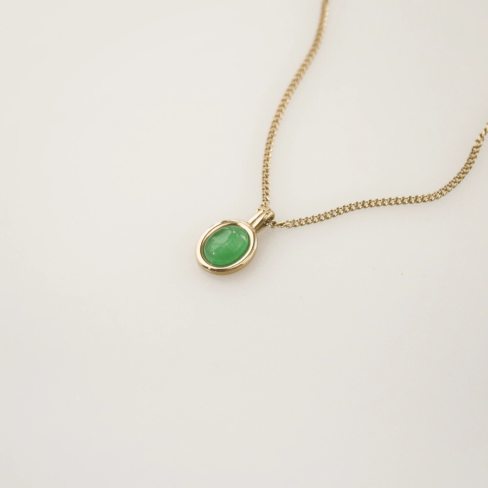 Oval Green Cats Eye Necklace
