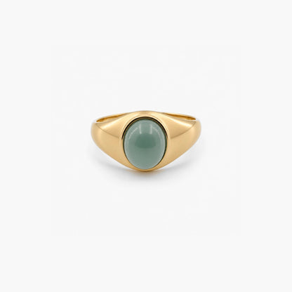 Oval Jade Ring – Dainty Waterproof Gold Plated Ring