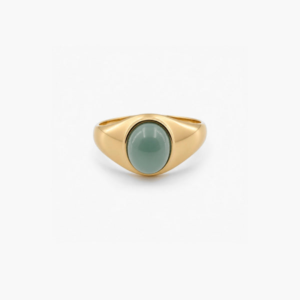 Oval Jade Ring – Dainty Waterproof Gold Plated Ring