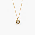 Oval Moonstone Necklace - Waterproof Gold Pendant