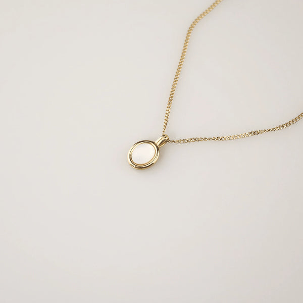 Oval Moonstone Necklace - Waterproof Gold Pendant