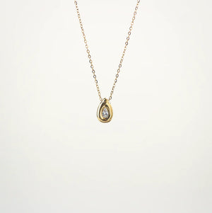 Pear Bezel Pendant Necklace 