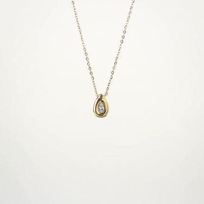 Pear Bezel Pendant Necklace 