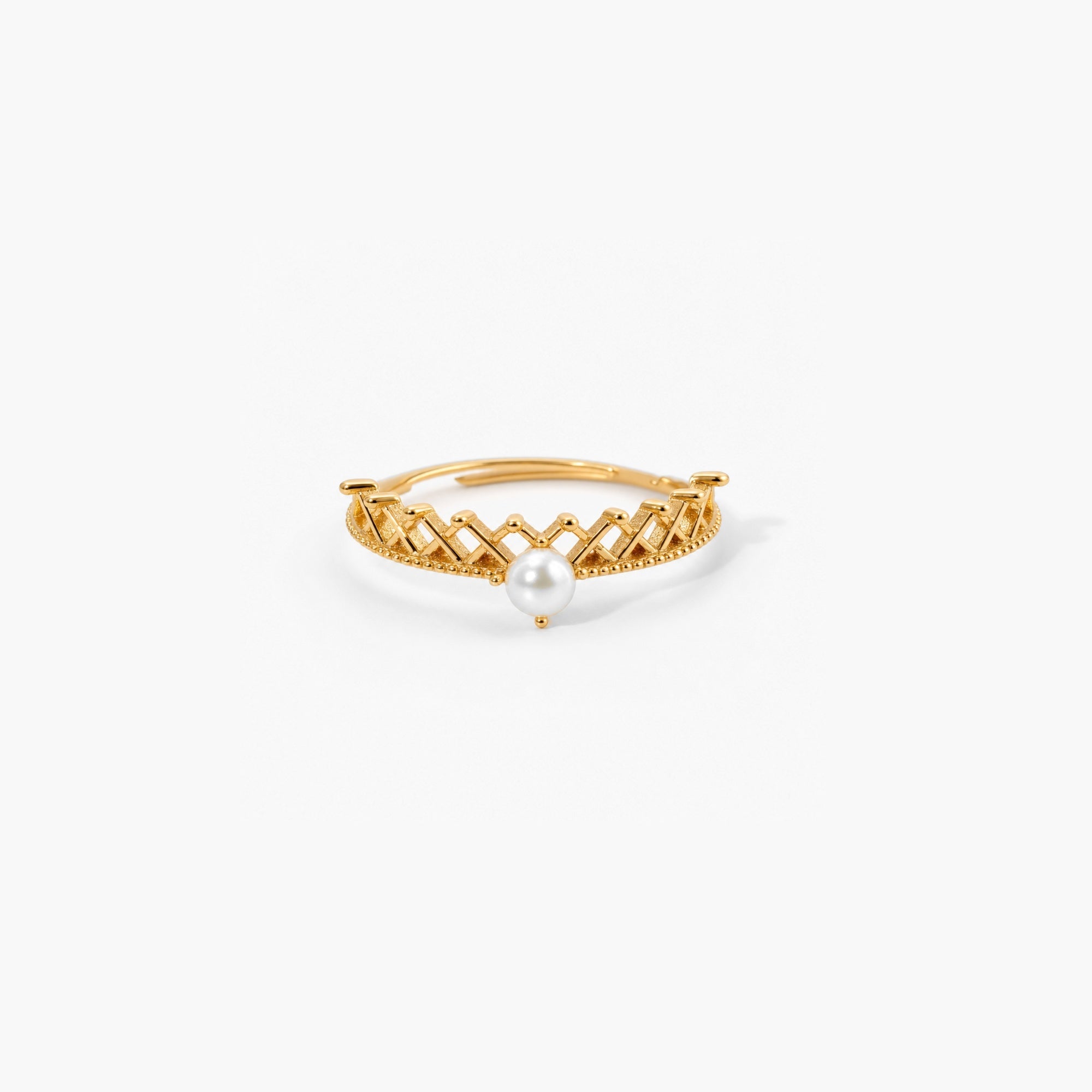 Adjustable Pearl Crown Ring