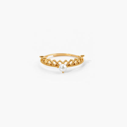 Adjustable Pearl Crown Ring