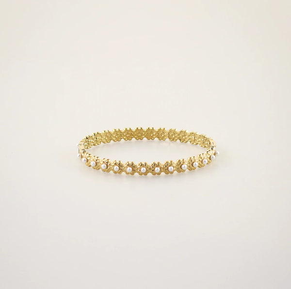 Waterproof Pearl Bangle Bracelet – Gold Plated Stainless Steel