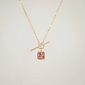 Meideya Jewelry Pink Gemstone Toggle Necklace