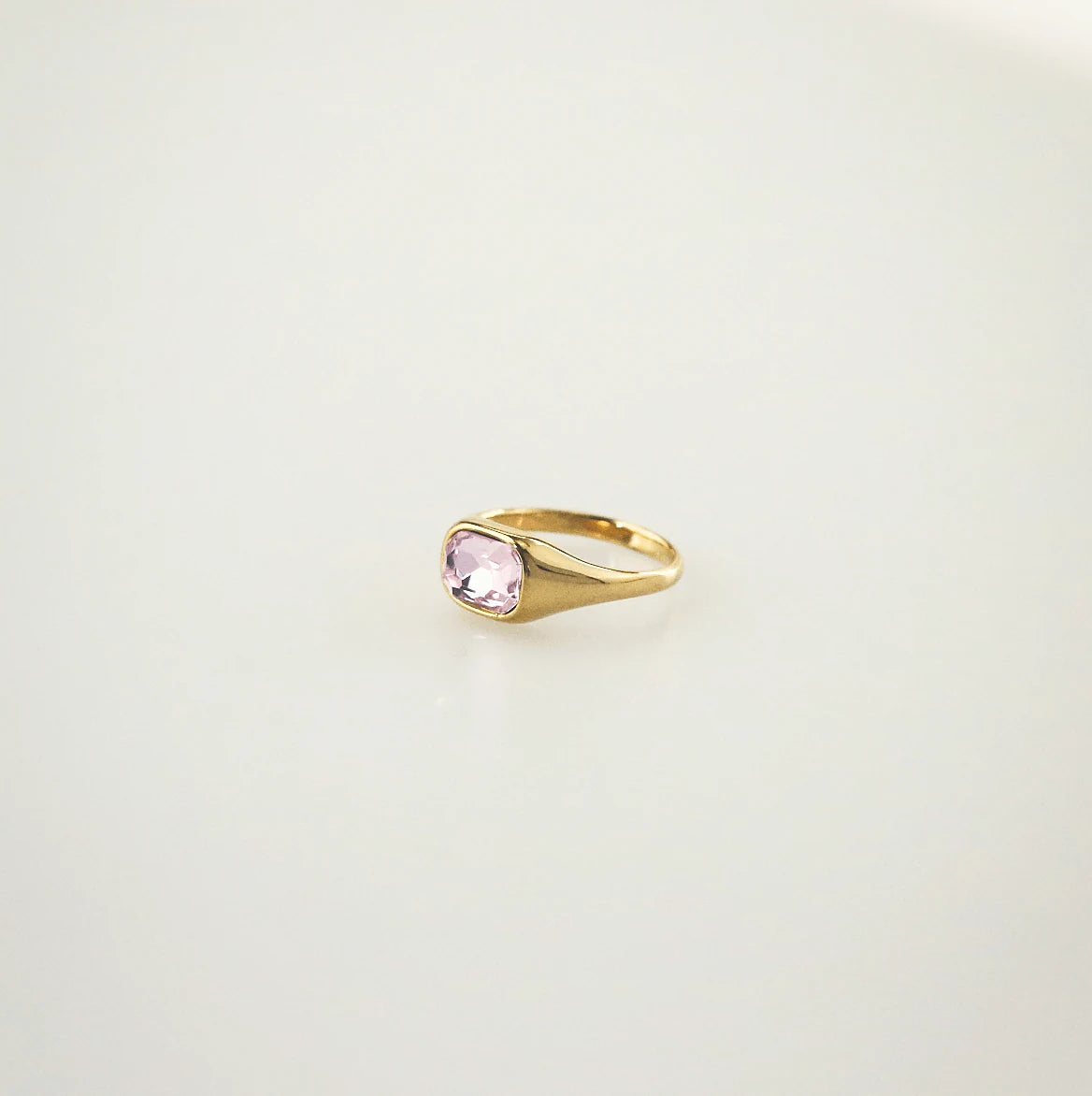 pink emerald cut ring