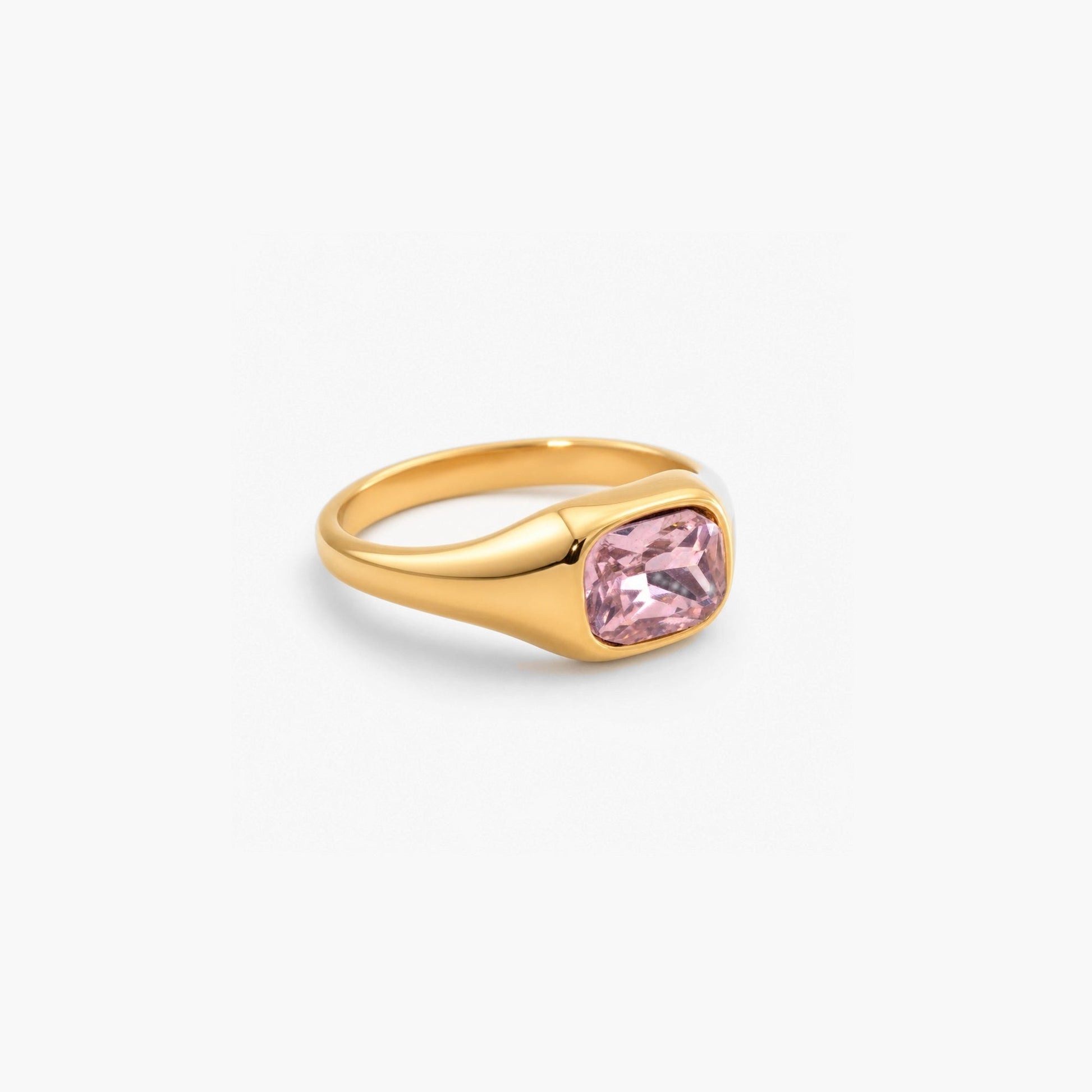 pink emerald cut ring