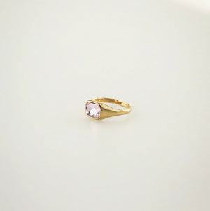 pink emerald cut ring