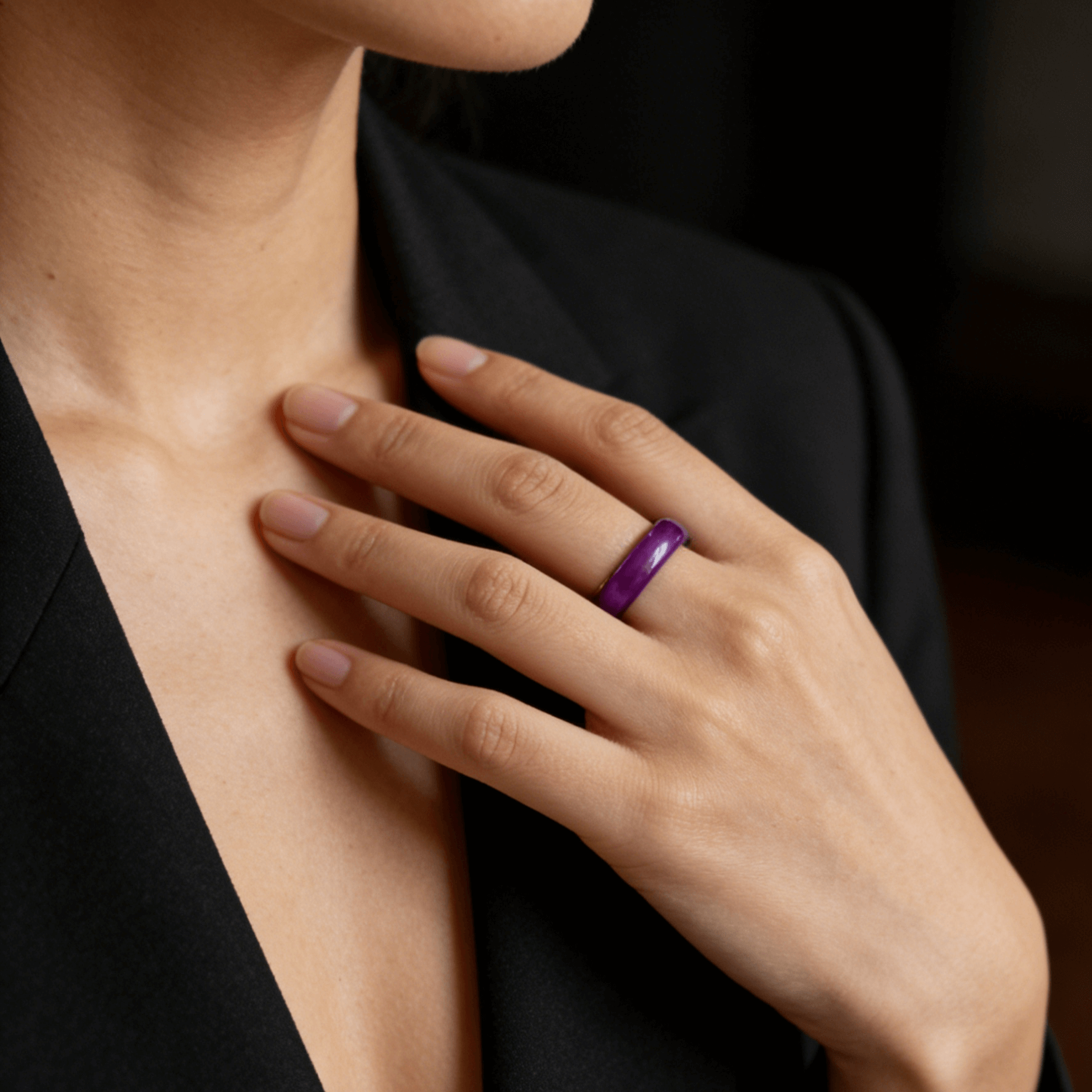 Purple Jade Band Ring