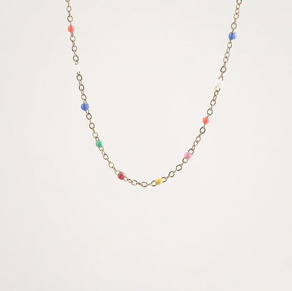 Rainbow Chain Necklace - Waterproof Stainless Steel Gold