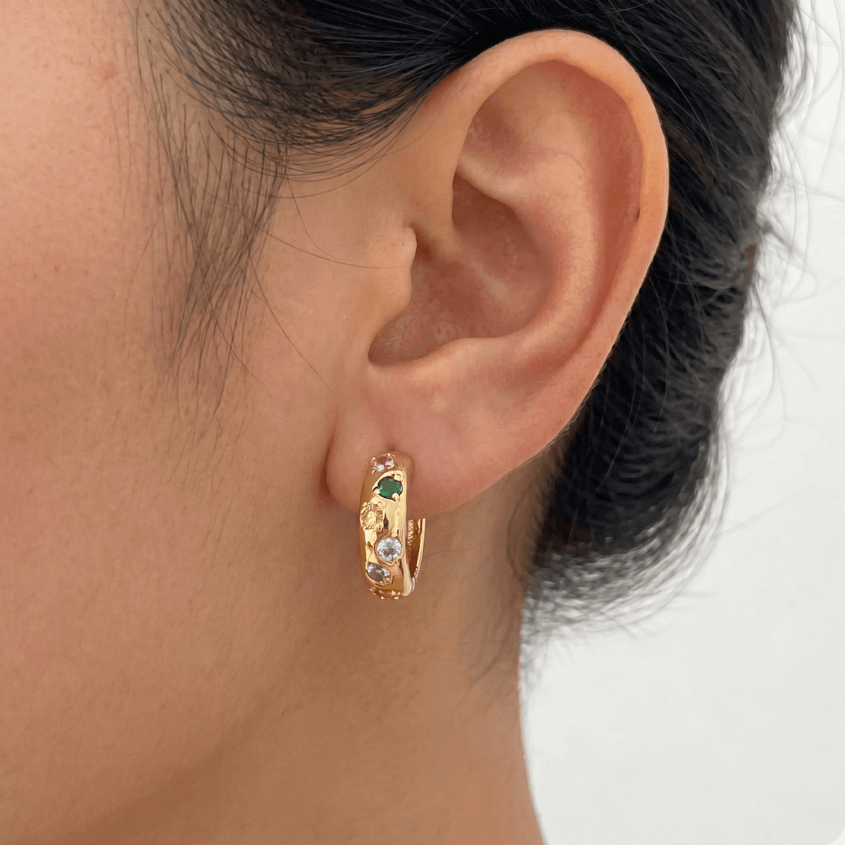 Rainbow Stone Hoops