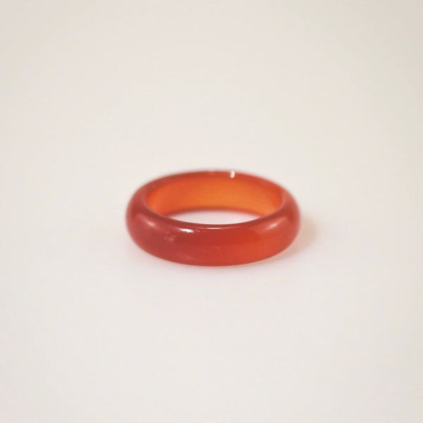 Genuine Red Jade Band Ring – US 7