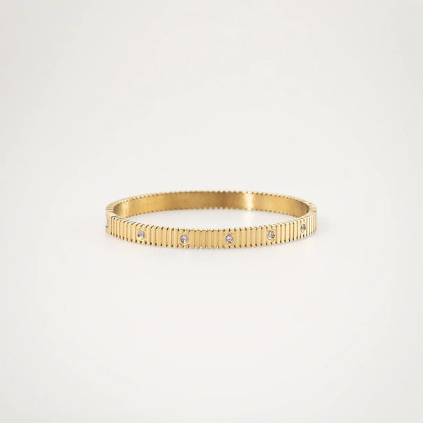 Waterproof Ribbed Crystal Bangle Bracelet