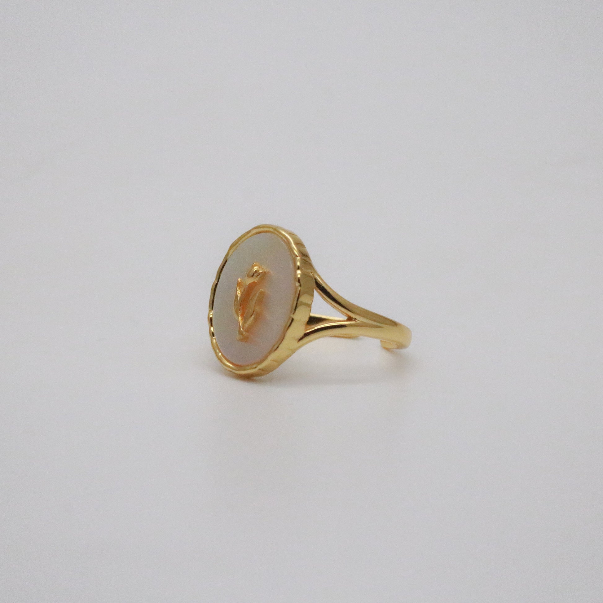 18k Gold Plated Rose Signet Ring, 18k gold-plated