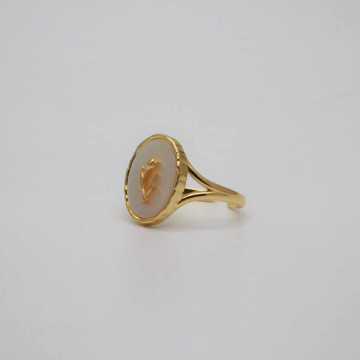 18k Gold Plated Rose Signet Ring, 18k gold-plated