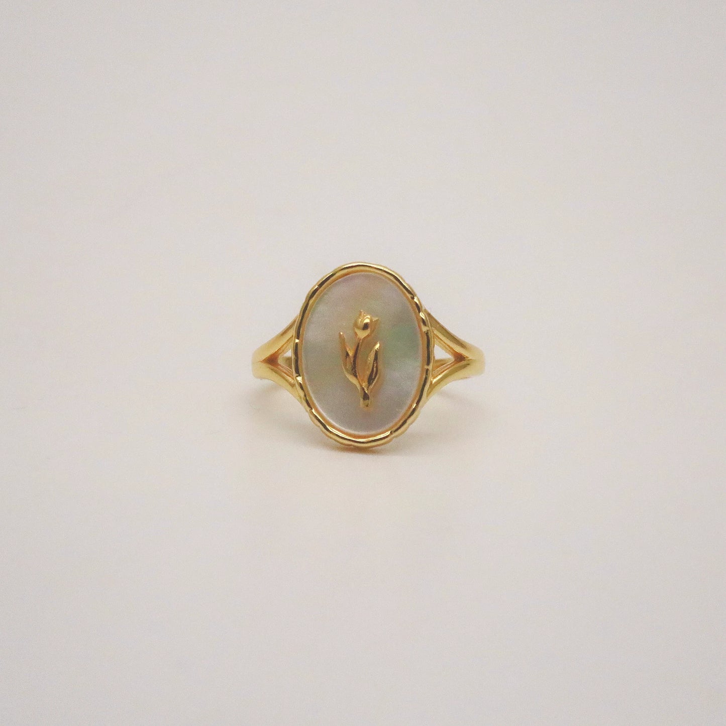 18k Gold Plated Rose Signet Ring, 18k gold-plated
