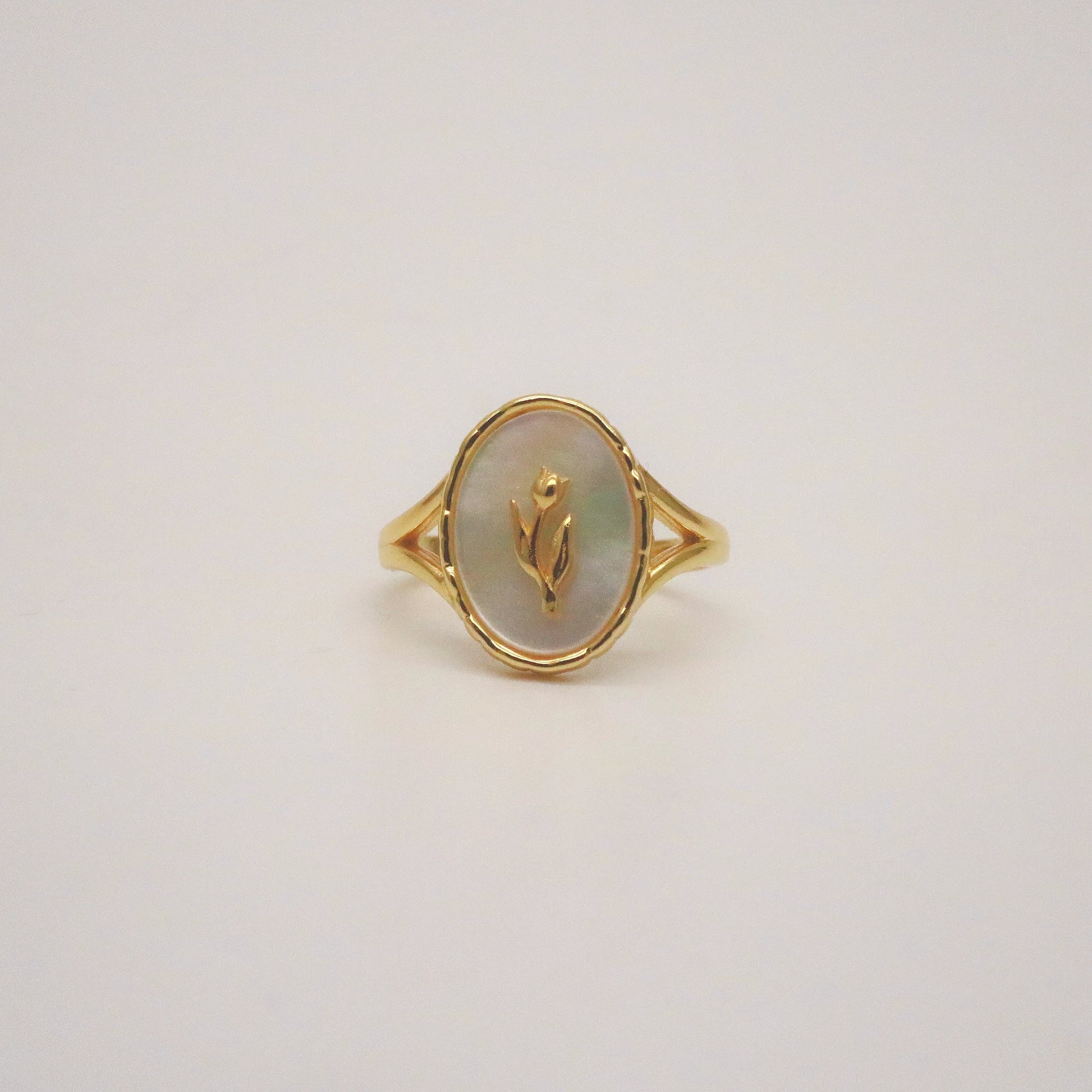 18k Gold Plated Rose Signet Ring, 18k gold-plated