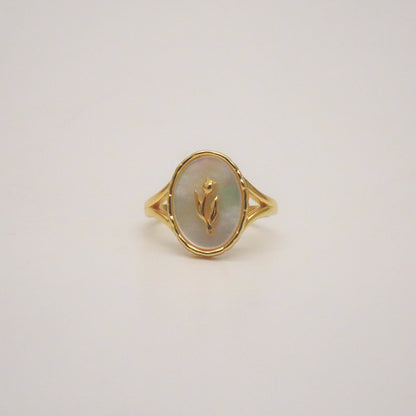 18k Gold Plated Rose Signet Ring, 18k gold-plated
