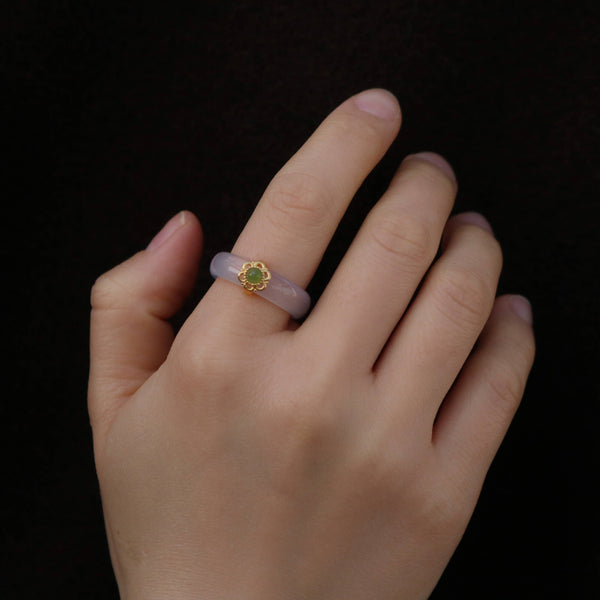 Lyla White Jade Band Ring – Vintage 18k Gold Plated