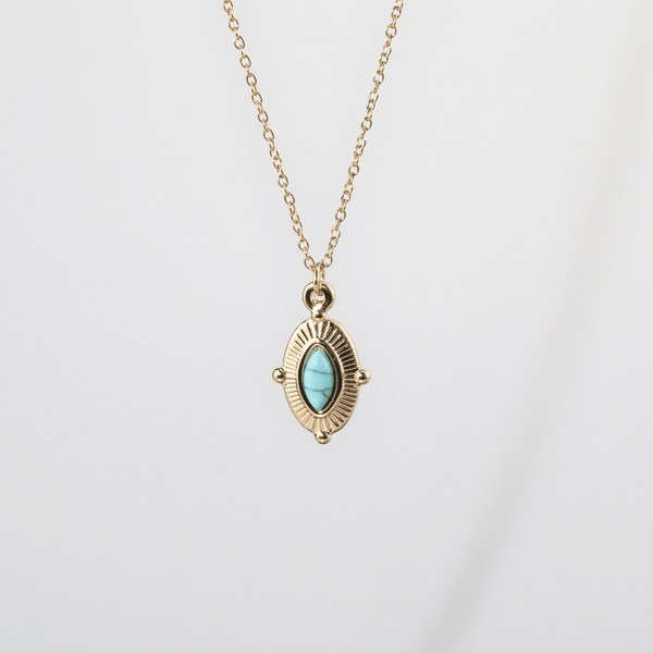Royal Marquise Turquoise Necklace – Waterproof Gold Pendant