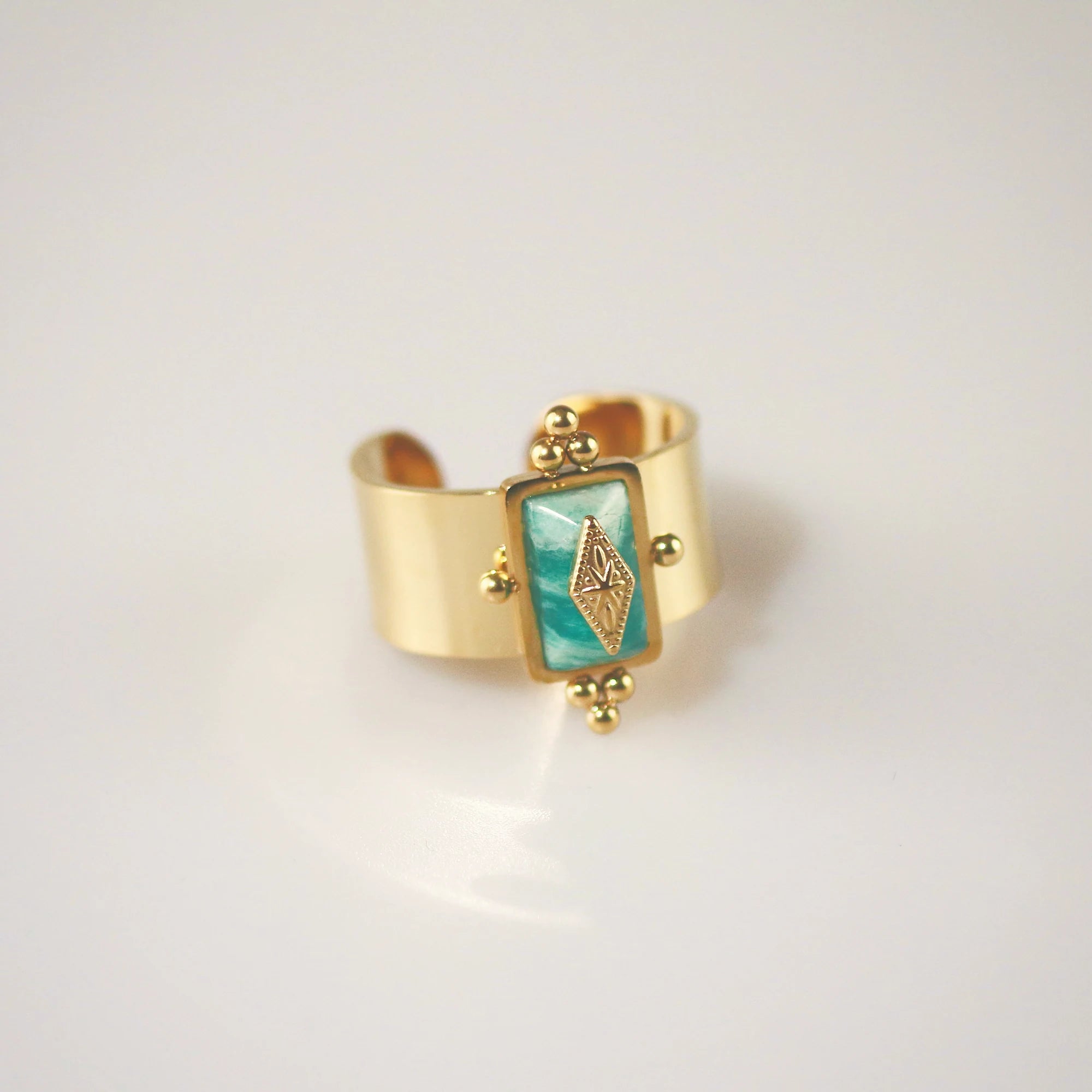 Meideya Jewelry Royal Knight Ring with Amazonite stone