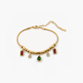 Ruby and Emerald Charm Bracelet - Waterproof 18k Gold Plated
