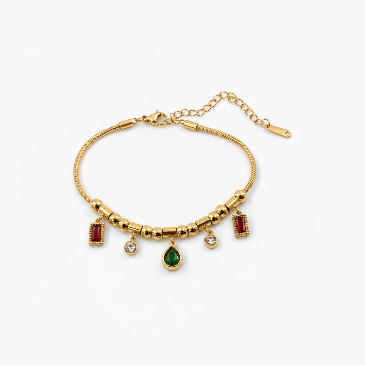 Ruby and Emerald Charm Bracelet