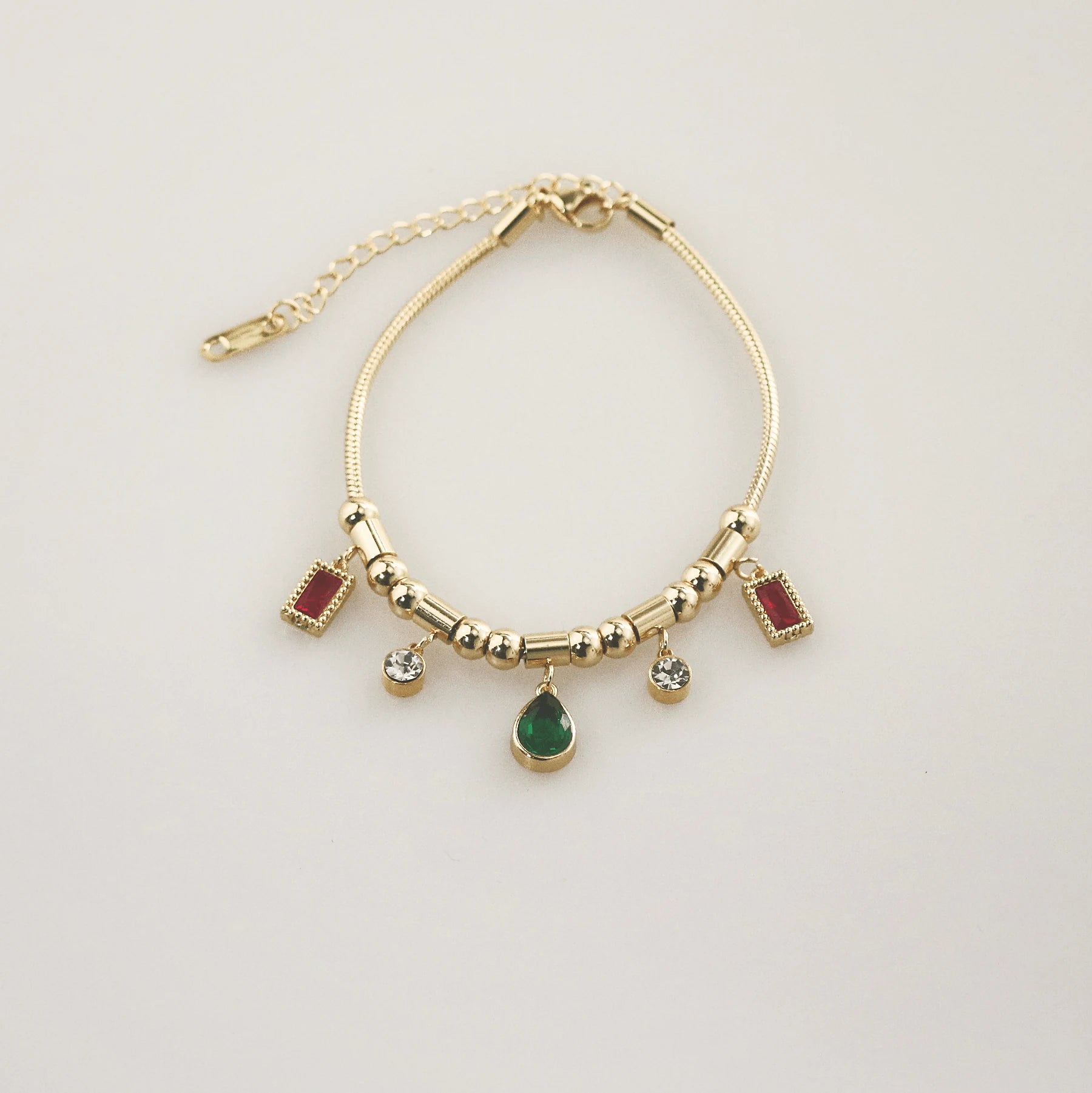Ruby and Emerald Charm Bracelet