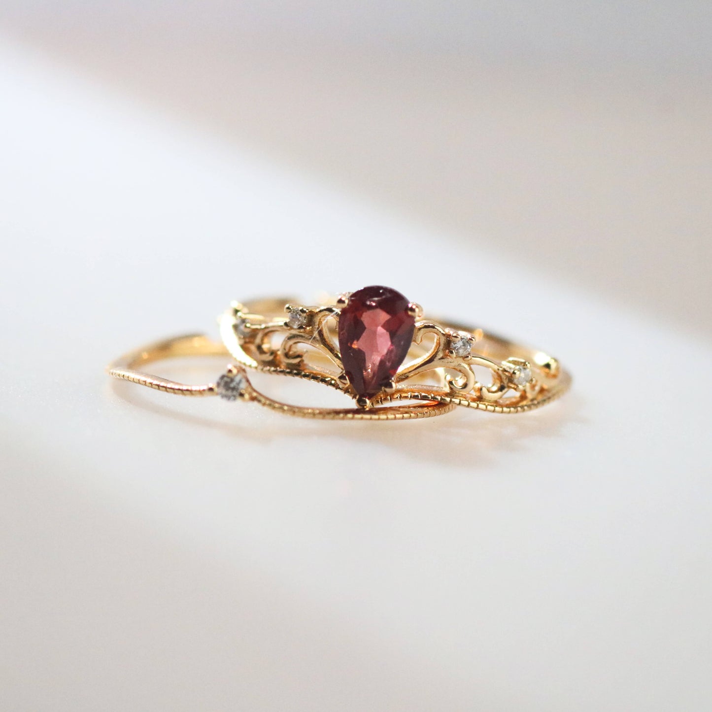 Ruby Crown Ring set