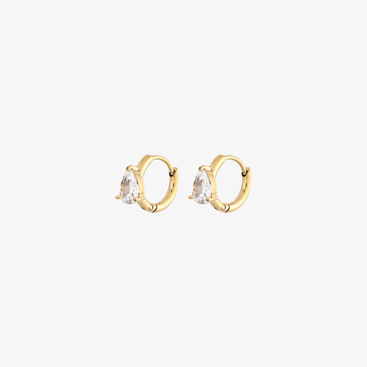 Pear CZ Huggies, waterproof 18k gold-plated stainless steel