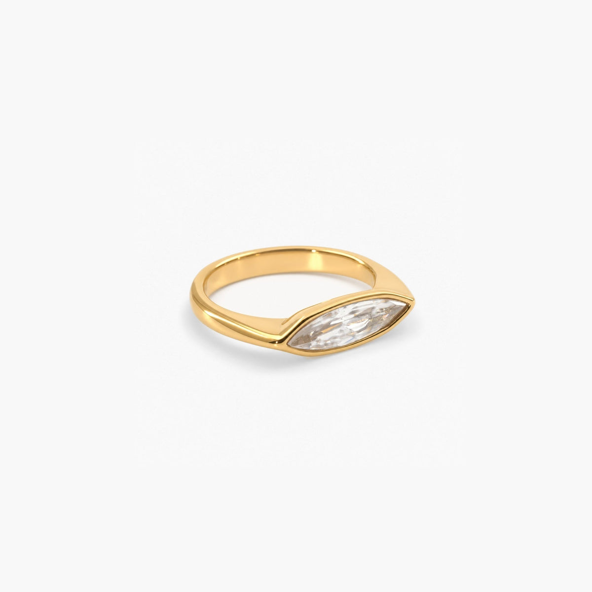 Marquise Sleek Ring, waterproof 18k gold-plated stainless steel
