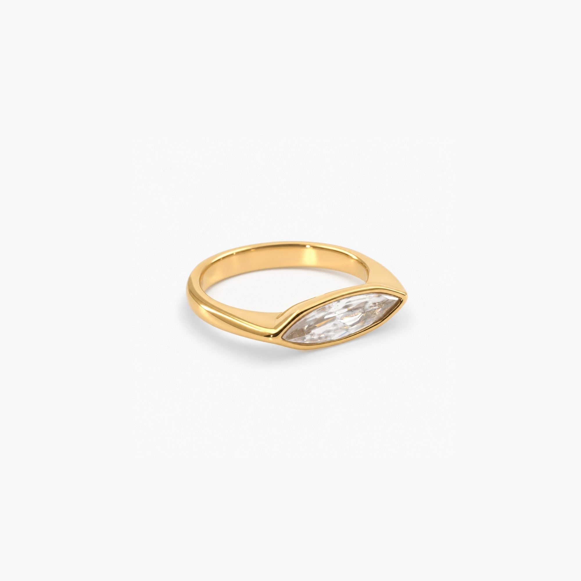 Marquise Sleek Ring, waterproof 18k gold-plated stainless steel